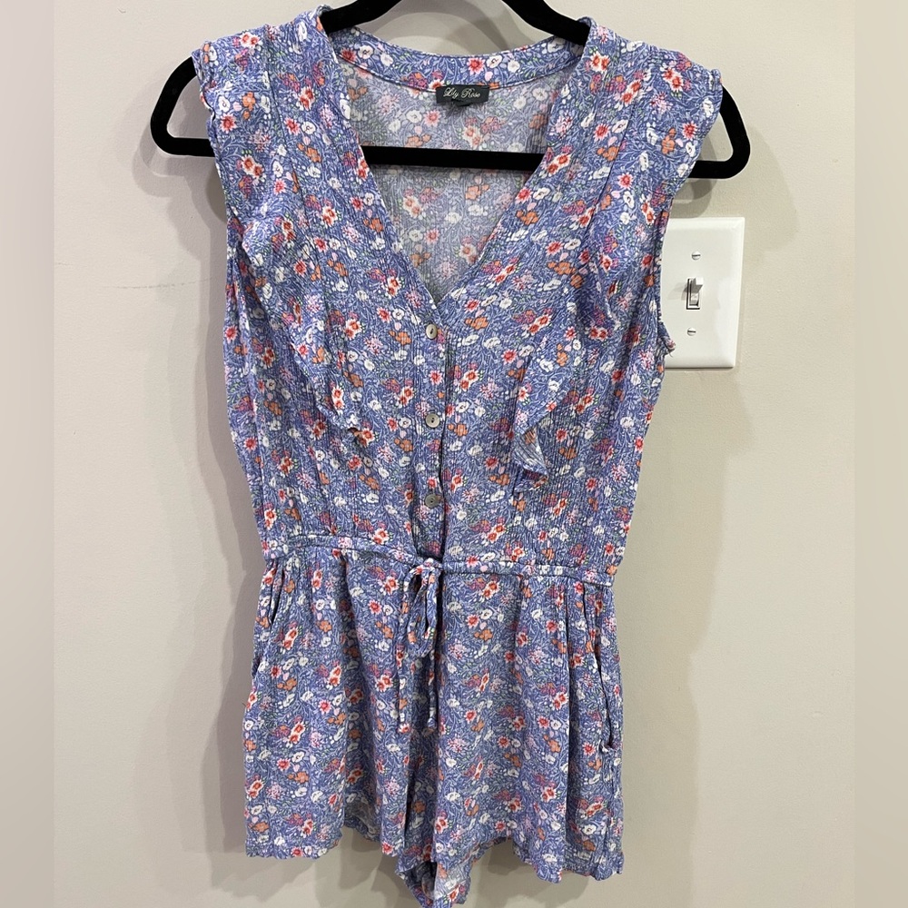 Lily Rose Periwinkle floral Romper-medium